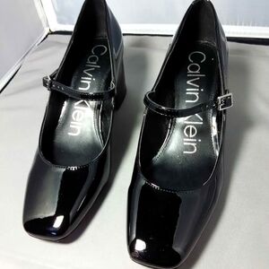 Calvin Klein Black Heels with Glossy Patent Leather Finish